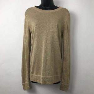 Joe Fresh Pullover Sweater Metallic Gold Knit Sz M
